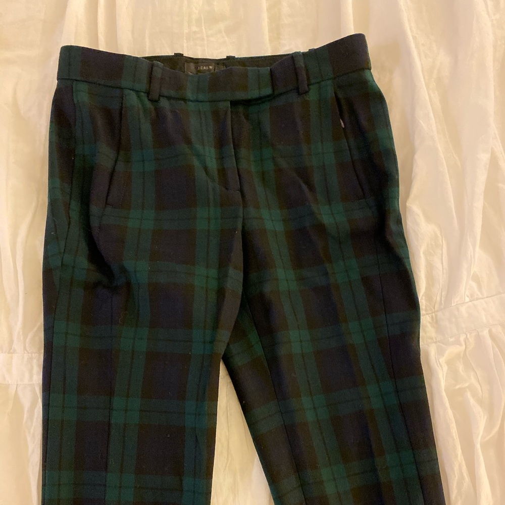 Dark green plaid pants ankle length